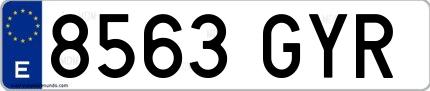 Ejemplo de matrícula española 8563 GYR