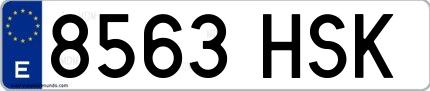 Ejemplo de matrícula española 8563 HSK