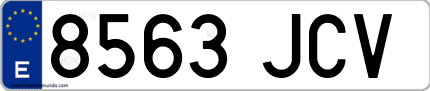 Ejemplo de matrícula de coche ordinaria 8563 JCV