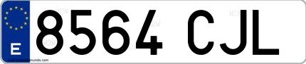 Ejemplo de matrícula española 8564 CJL