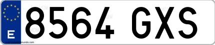 Ejemplo de matrícula española 8564 GXS
