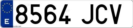 Ejemplo de matrícula española 8564 JCV