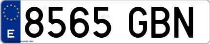 Ejemplo de matrícula española 8565 GBN