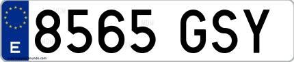 Ejemplo de matrícula española 8565 GSY