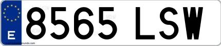 Ejemplo de matrícula española 8565 LSW