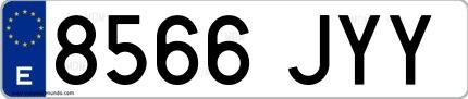 Ejemplo de matrícula española 8566 JYY