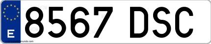 Ejemplo de matrícula española 8567 DSC