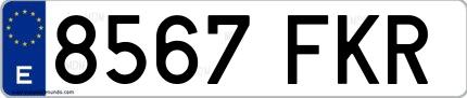Ejemplo de matrícula española 8567 FKR