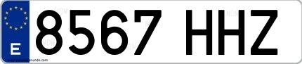 Ejemplo de matrícula española 8567 HHZ