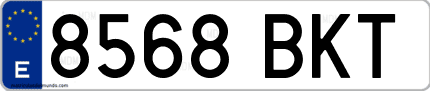 Ejemplo de matrícula de coche ordinaria 8568 BKT