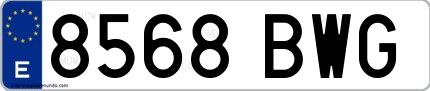 Ejemplo de matrícula española 8568 BWG