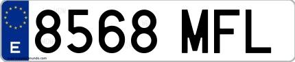 Ejemplo de matrícula española 8568 MFL