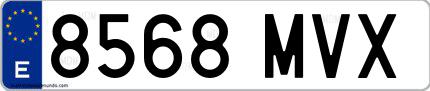 Ejemplo de matrícula española 8568 MVX