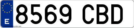 Ejemplo de matrícula de coche ordinaria 8569 CBD