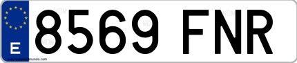 Ejemplo de matrícula española 8569 FNR