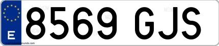 Ejemplo de matrícula española 8569 GJS