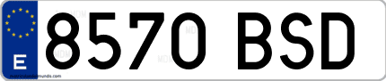 Ejemplo de matrícula de coche ordinaria 8570 BSD
