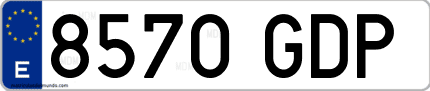 Ejemplo de matrícula de coche ordinaria 8570 GDP