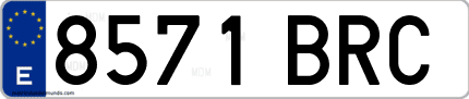 Ejemplo de matrícula de coche ordinaria 8571 BRC