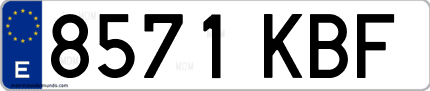 Ejemplo de matrícula de coche ordinaria 8571 KBF