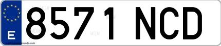 Ejemplo de matrícula española 8571 NCD