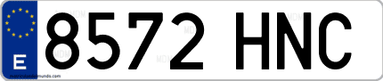 Ejemplo de matrícula de coche ordinaria 8572 HNC