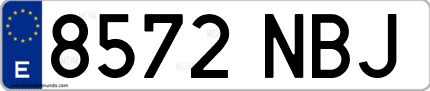 Ejemplo de matrícula de coche ordinaria 8572 NBJ