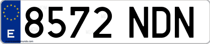 Ejemplo de matrícula de coche ordinaria 8572 NDN