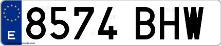 Ejemplo de matrícula de coche ordinaria 8574 BHW