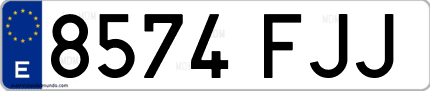 Ejemplo de matrícula de coche ordinaria 8574 FJJ