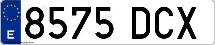 Ejemplo de matrícula española 8575 DCX