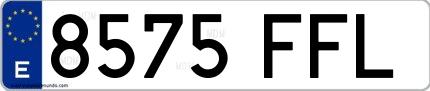 Ejemplo de matrícula española 8575 FFL