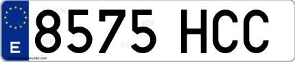 Ejemplo de matrícula española 8575 HCC