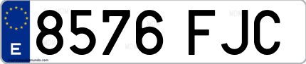 Ejemplo de matrícula de coche ordinaria 8576 FJC