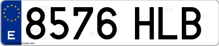 Ejemplo de matrícula de coche ordinaria 8576 HLB