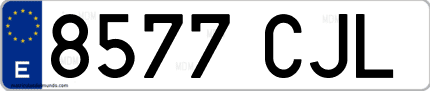 Ejemplo de matrícula de coche ordinaria 8577 CJL