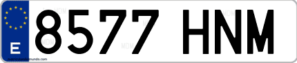 Ejemplo de matrícula de coche ordinaria 8577 HNM