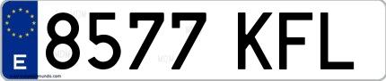 Ejemplo de matrícula española 8577 KFL