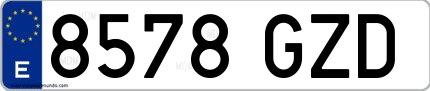 Ejemplo de matrícula española 8578 GZD