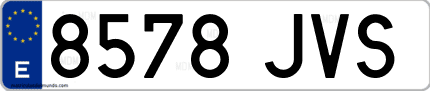 Ejemplo de matrícula de coche ordinaria 8578 JVS