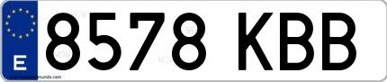 Ejemplo de matrícula española 8578 KBB