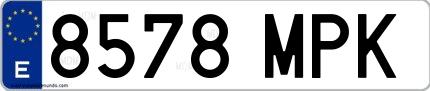 Ejemplo de matrícula española 8578 MPK