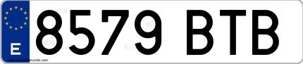 Ejemplo de matrícula española 8579 BTB