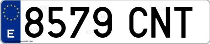 Ejemplo de matrícula española 8579 CNT