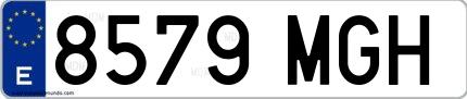 Ejemplo de matrícula española 8579 MGH