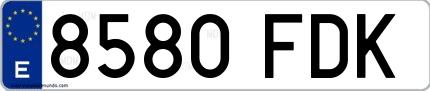Ejemplo de matrícula española 8580 FDK