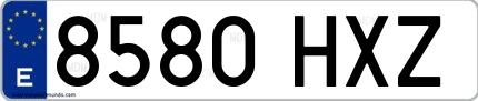 Ejemplo de matrícula española 8580 HXZ