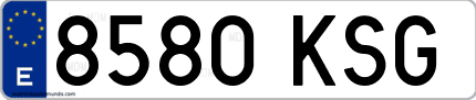 Ejemplo de matrícula de coche ordinaria 8580 KSG