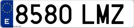 Ejemplo de matrícula española 8580 LMZ