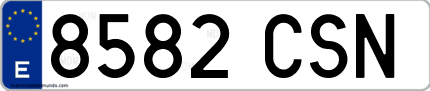 Ejemplo de matrícula de coche ordinaria 8582 CSN
